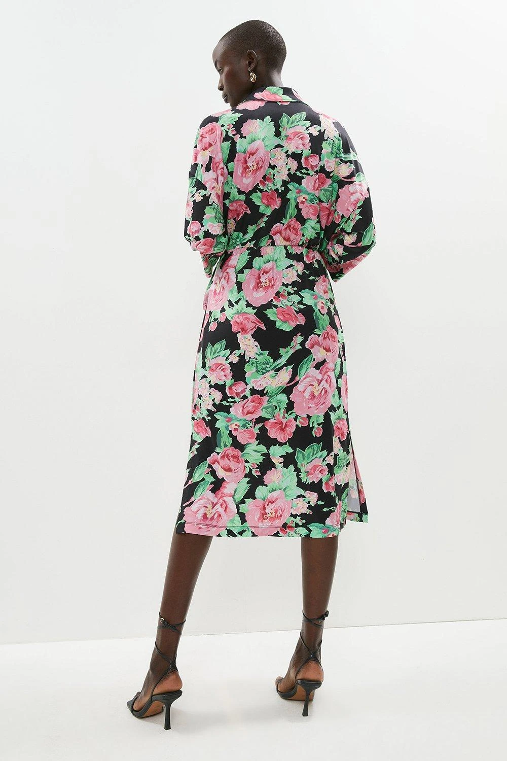 Coast Printed Tie Detail Bodycon Midi Dress 3 Coast Printed Tie Detail Bodycon Midi Dress - Image 3