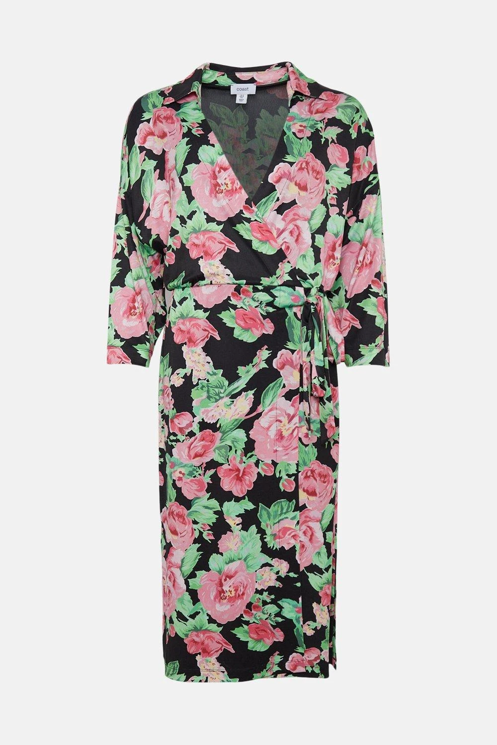 Coast Printed Tie Detail Bodycon Midi Dress 4 Coast Printed Tie Detail Bodycon Midi Dress - Image 4