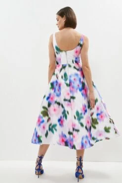 Coast Printed Fitted Bodice Full Midi Dress 6 Coast Printed Fitted Bodice Full Midi Dress -Coast bcc01368 ivory xl 2