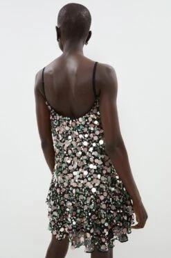 Coast Iridescent All Over Sequin Tiered Hem Dress -Coast bcc01399 multi xl 2