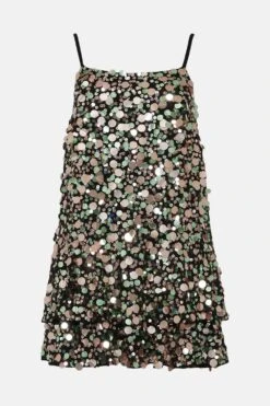 Coast Iridescent All Over Sequin Tiered Hem Dress -Coast bcc01399 multi xl 3