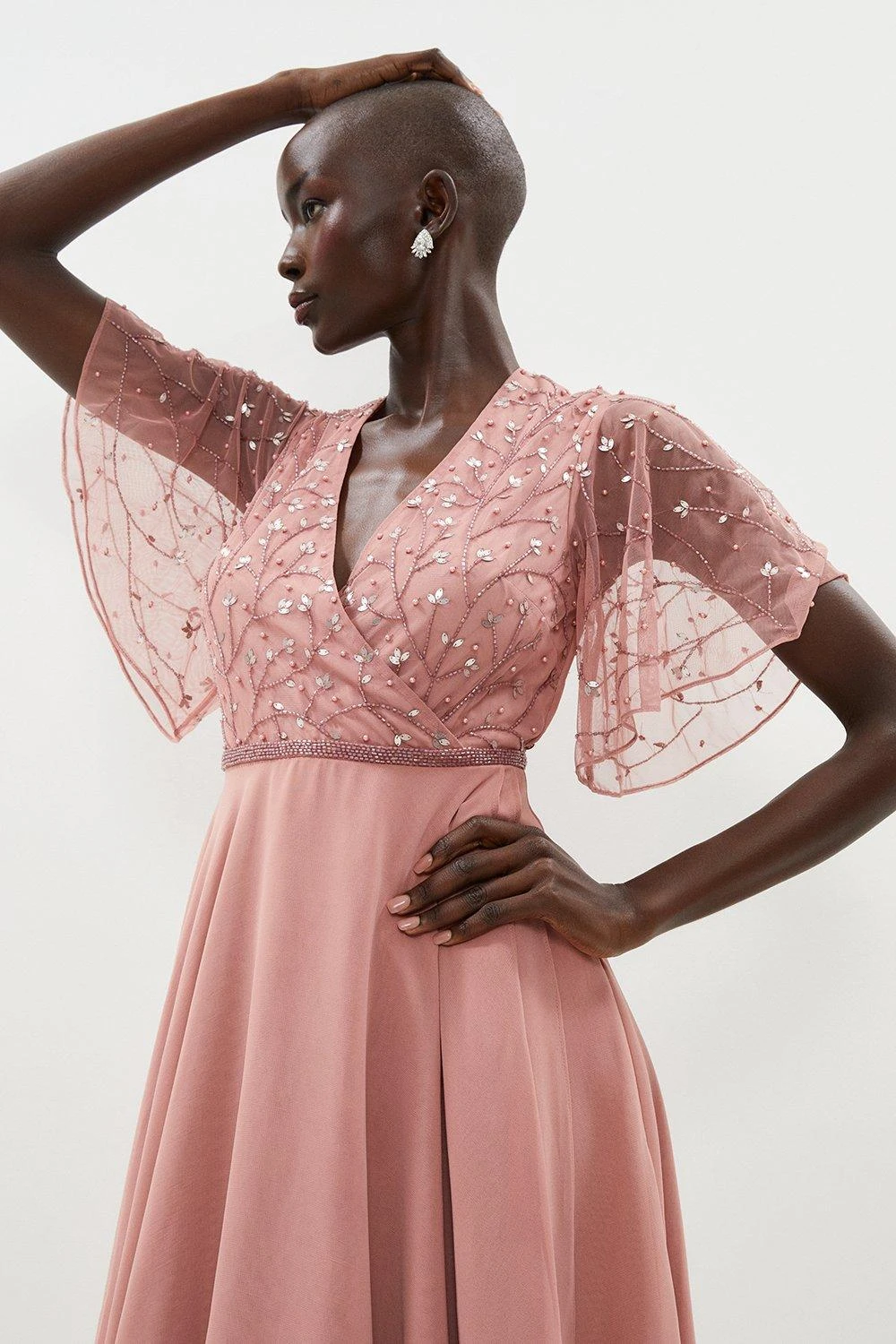 Coast Embellished Wrap Front Flute Sleeve Dress 2 Coast Embellished Wrap Front Flute Sleeve Dress - Image 2