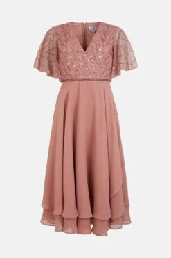 Coast Embellished Wrap Front Flute Sleeve Dress 7 Coast Embellished Wrap Front Flute Sleeve Dress -Coast bcc01401 blush xl 3