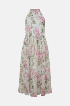 Coast Waisted Printed Chiffon Halter Midi Dress -Coast bcc01426 ivory xl 3