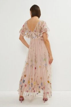 Coast Meadow Embroidered Flute Sleeve Maxi Dress -Coast bcc01464 blush xl 2