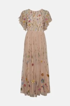 Coast Meadow Embroidered Flute Sleeve Maxi Dress -Coast bcc01464 blush xl 3
