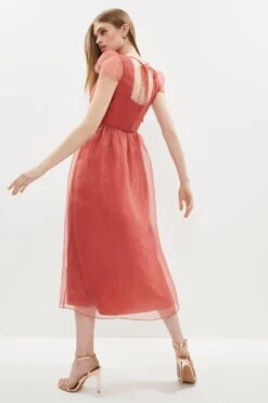 Coast Twist Front Organza Midi Dress 6 Coast Twist Front Organza Midi Dress -Coast bcc01468 coral xl 2