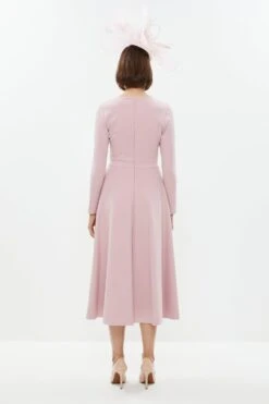 Coast V Neck Full Skirt Midi Dress -Coast bcc01474 blush xl 2