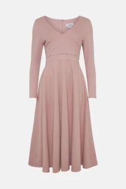 Coast V Neck Full Skirt Midi Dress -Coast bcc01474 blush xl 3