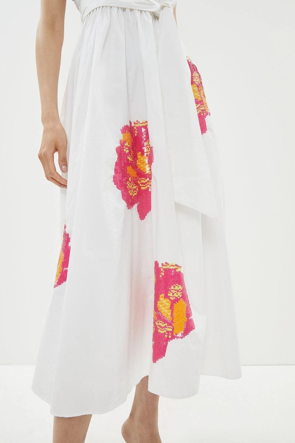 Coast One Shoulder Floral Sequin Poplin Midi Dress With Belt 2 Coast One Shoulder Floral Sequin Poplin Midi Dress With Belt - Image 2