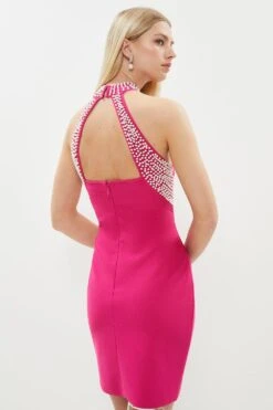 Coast Open Back Halter Neck Bandage Dress -Coast bcc01574 magenta xl 2