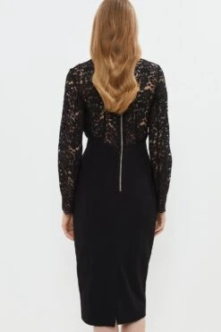 Coast Premium Lace Top Pencil Skirt Midi Dress -Coast bcc01740 black xl 2
