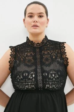 Coast Plus Size Lace Bodice Double Georgette Midi Dress