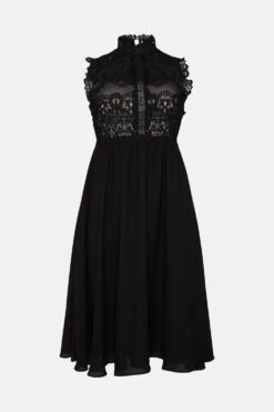 Coast Plus Size Lace Bodice Double Georgette Midi Dress -Coast bcc01761 black xl 3