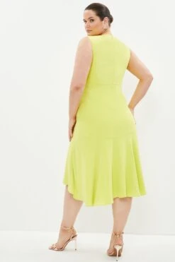 Coast Plus Size Dropped Hem Flowing Skirt Midi Dress -Coast bcc01770 yellow xl 2