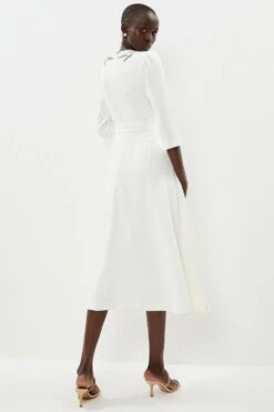 Coast Premium Crepe Leaf Embellished Midi Dress -Coast bcc01838 ivory xl 2