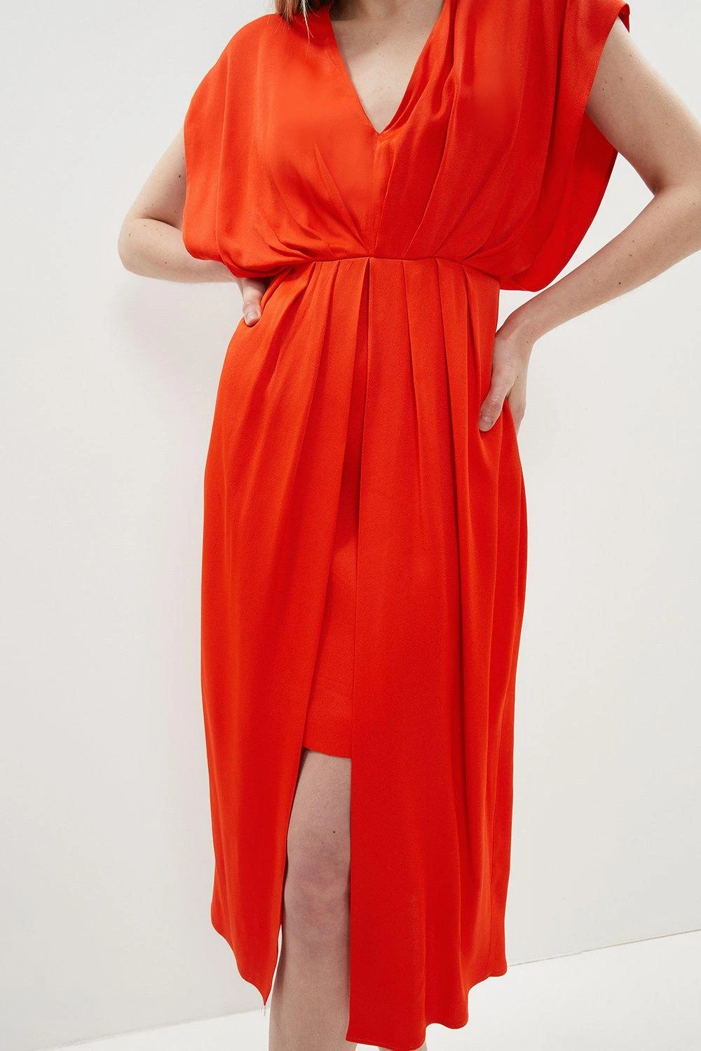 Coast Premium Gathered Front Satin Pencil Dress 2 Coast Premium Gathered Front Satin Pencil Dress - Image 2