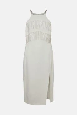 Coast Premium Crystal Fringe Detail Midi Dress -Coast bcc01863 ivory xl 3