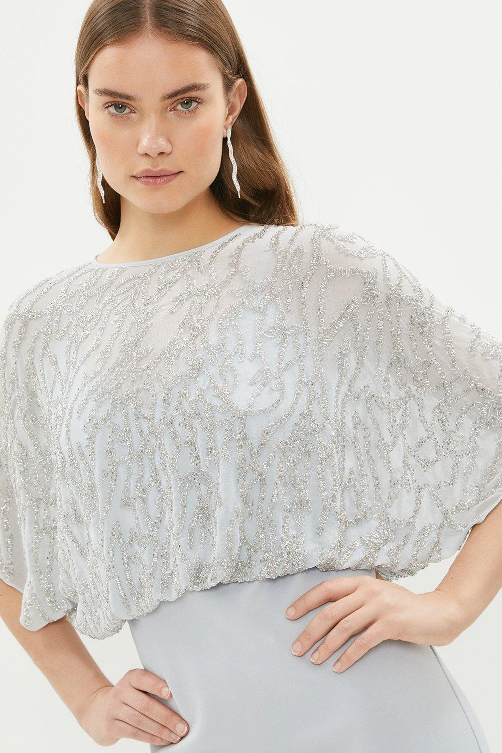 Coast Premium Embellished Cape Top Mini Dress 2 Coast Premium Embellished Cape Top Mini Dress - Image 2