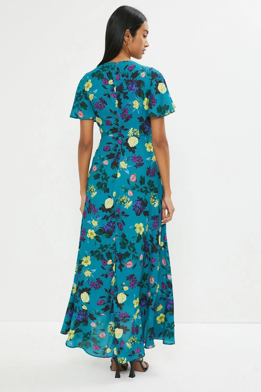 Coast Angel Sleeve Wrap Midi Dress With Ruffle Hem 3 Coast Angel Sleeve Wrap Midi Dress With Ruffle Hem - Image 3