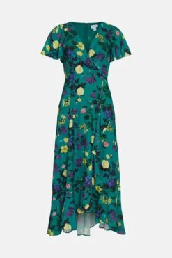 Coast Angel Sleeve Wrap Midi Dress With Ruffle Hem 7 Coast Angel Sleeve Wrap Midi Dress With Ruffle Hem -Coast bcc01934 green xl 3