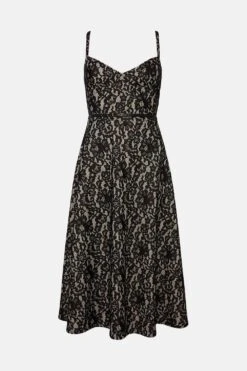 Coast Bonded Lace Belted Full Skirted Dress -Coast bcc01948 black xl 3