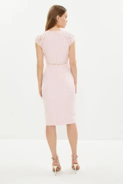 Coast Lace Trim Crepe Pencil Dress -Coast bcc02087 blush xl 2 scaled