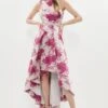 Coast High Low Structured Jacquard Midi Dress