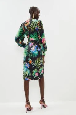 Coast Knot Detail Printed Pencil Dres -Coast bcc02183 black xl 2