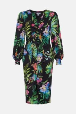 Coast Knot Detail Printed Pencil Dres -Coast bcc02183 black xl 3