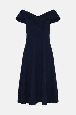 Coast Crepe Bardot Detail Full Skirted Dress -Coast bcc02184 navy xl 3