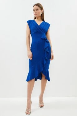 Coast Crepe Wrap Top Ruffle Dress