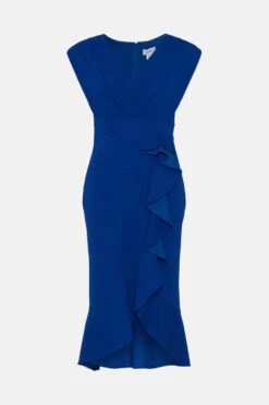 Coast Crepe Wrap Top Ruffle Dress -Coast bcc02188 cobalt xl 3