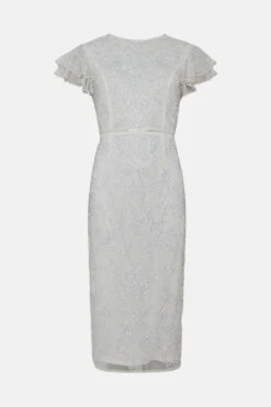 Coast Premium Embellished Flutter Sleeve Midi Dress 8 Coast Premium Embellished Flutter Sleeve Midi Dress -Coast bcc02225 ivory xl 3