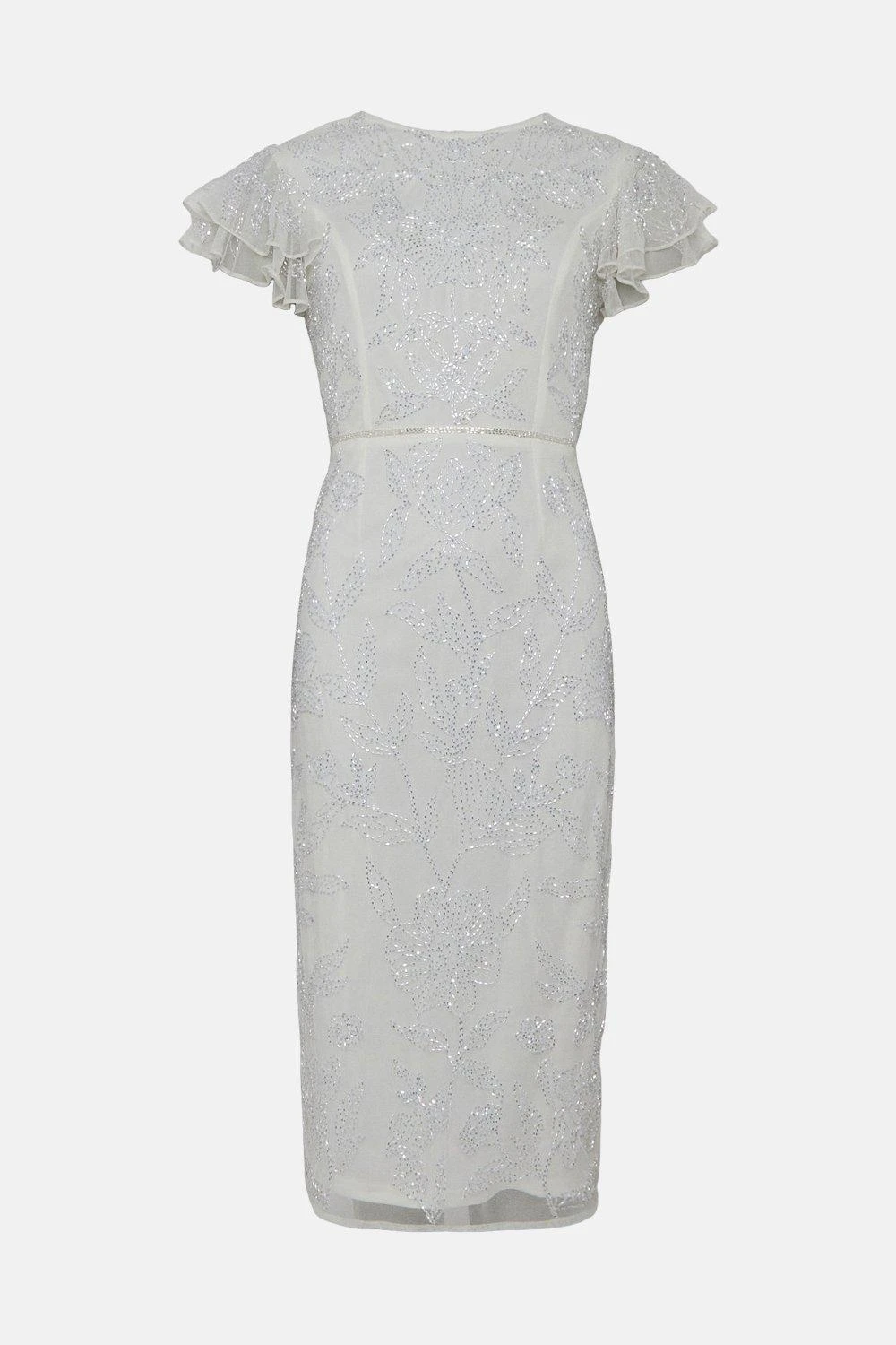 Coast Premium Embellished Flutter Sleeve Midi Dress 4 Coast Premium Embellished Flutter Sleeve Midi Dress - Image 4