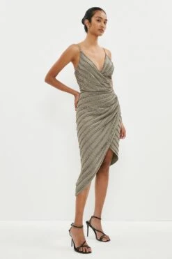 Coast Premium Drape Wrap Embellished Cami Dress