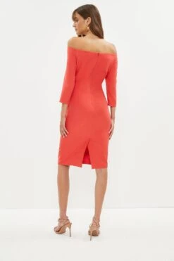 Coast Slash Neck Body Sculpt Midi Dress -Coast bcc02267 red xl 2