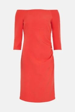 Coast Slash Neck Body Sculpt Midi Dress -Coast bcc02267 red xl 3
