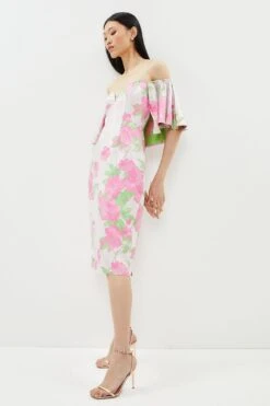 Coast Sweetheart Bardot Jacquard Midi Pencil Dress