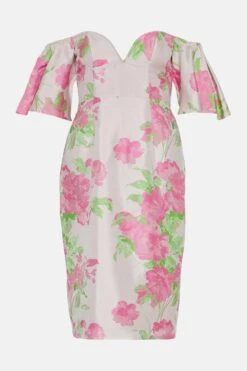 Coast Sweetheart Bardot Jacquard Midi Pencil Dress -Coast bcc02340 pink xl 3