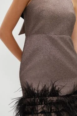 Coast Premium Metallic Feather Trim Mini Dress​ -Coast bcc02361 gold xl 4