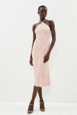 Coast Lace Halter Neck Column Midi Dress