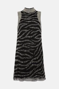 Coast Embellished Sequin Animal Shift Dress -Coast bcc02407 black xl 3