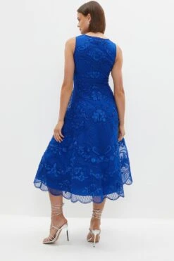 Coast Premium Embroidered Organza Full Skirt Midi Dress -Coast bcc02468 cobalt xl 2