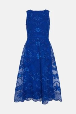 Coast Premium Embroidered Organza Full Skirt Midi Dress -Coast bcc02468 cobalt xl 3