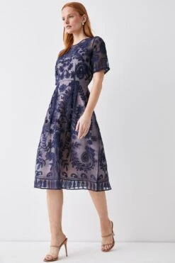 Coast Premium Embroidered Organza Midi Dress -Coast bcc02470 navy xl 2