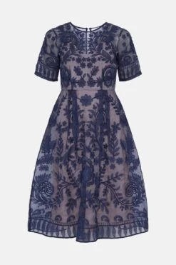 Coast Premium Embroidered Organza Midi Dress -Coast bcc02470 navy xl 3