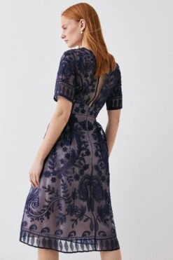 Coast Premium Embroidered Organza Midi Dress -Coast bcc02470 navy xl 4