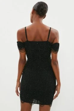 Coast Draped Bead Embellished Pencil Dress -Coast bcc02472 black xl 2