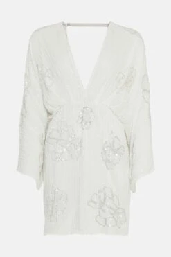 Coast Premium Embellished Flare ​Sleeve Mini Dress -Coast bcc02652 ivory xl 3